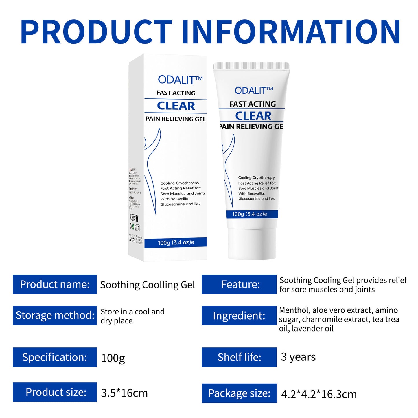 ODALIT™ 💪Soothing Cooling Gel – Menthol & Frankincense Formula for Muscle Tension Relief, Relaxation for Waist, Legs, Knees, Shoulders & Neck – Ideal for Post-Sports Fatigue