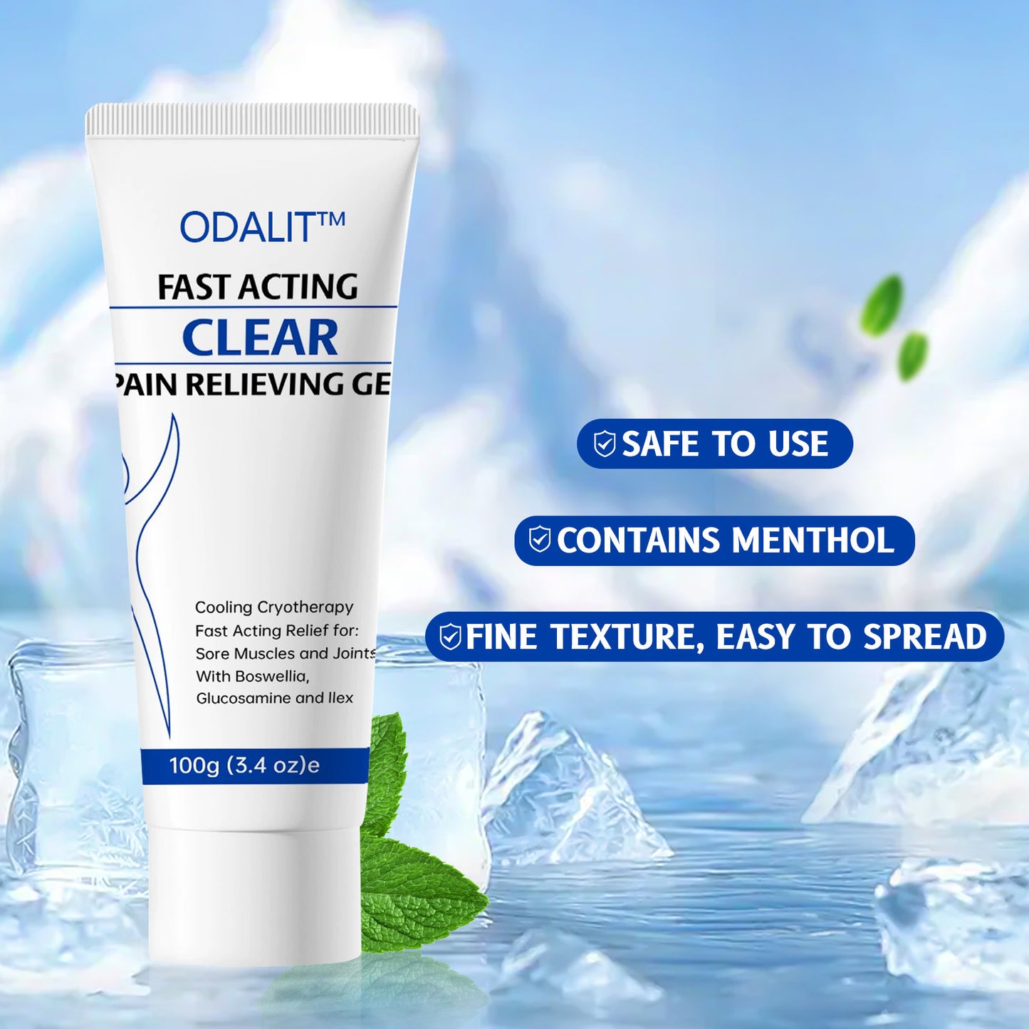 ODALIT™ 💪Soothing Cooling Gel – Menthol & Frankincense Formula for Muscle Tension Relief, Relaxation for Waist, Legs, Knees, Shoulders & Neck – Ideal for Post-Sports Fatigue