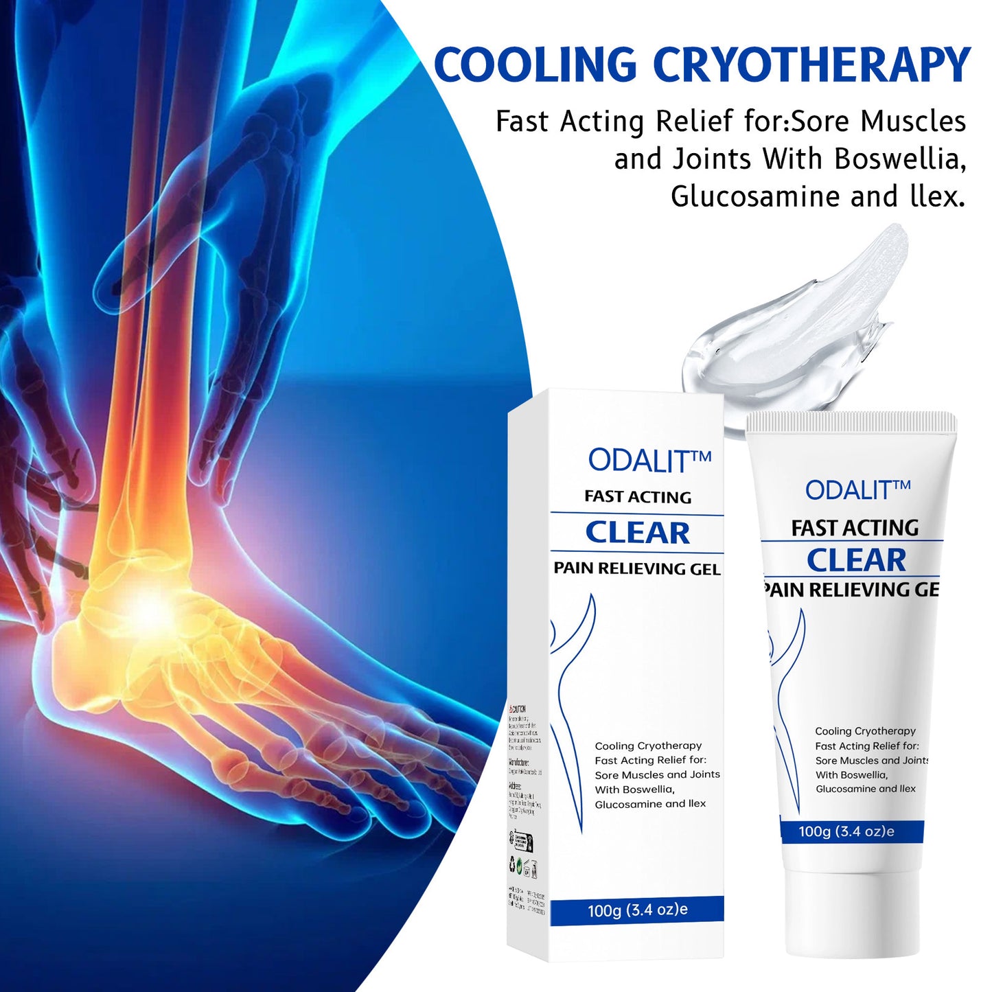 ODALIT™ 💪Soothing Cooling Gel – Menthol & Frankincense Formula for Muscle Tension Relief, Relaxation for Waist, Legs, Knees, Shoulders & Neck – Ideal for Post-Sports Fatigue